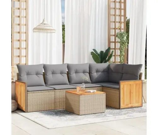 Sofos Komplektas Su Pagalvėlėmis, 6 Dalių, Smėlio, Poliratanas