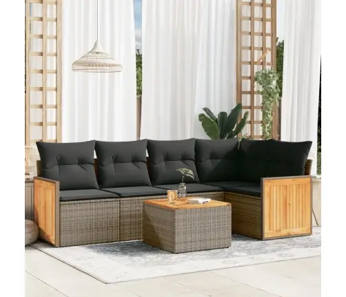 Sofos Komplektas Su Pagalvėlėmis, 6 Dalių, Pilkas, Poliratanas