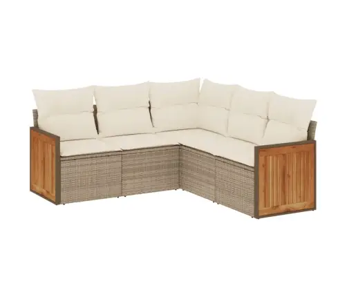 5-Daļīgs Dārza Dīvāna Komplekts, Matrači, Bēša Pe Rotangpalma Vidaxl