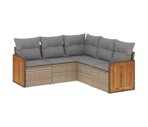 5-Daļīgs Dārza Dīvāna Komplekts, Matrači, Bēša Pe Rotangpalma Vidaxl 5-Daļīgs Dārza Dīvāna Komplekts, Matrači, Bēša Pe Rotangpalma Vidaxl