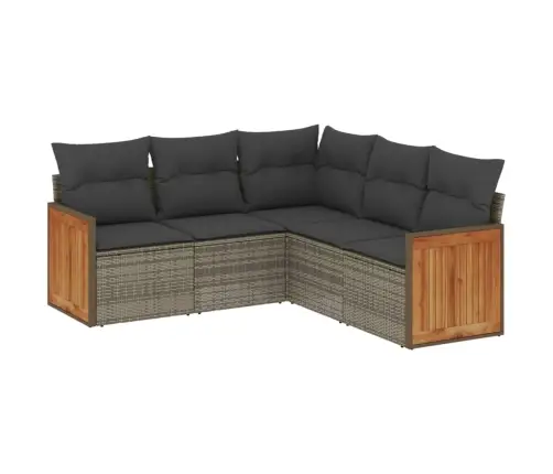 Sofos Komplektas Su Pagalvėlėmis, 5 Dalių, Pilkas, Poliratanas