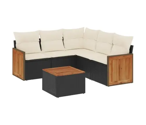 6-Daļīgs Dārza Dīvāna Komplekts, Matrači, Melna Pe Rotanpalma Vidaxl