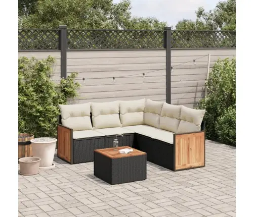 6-Daļīgs Dārza Dīvāna Komplekts, Matrači, Melna Pe Rotanpalma Vidaxl