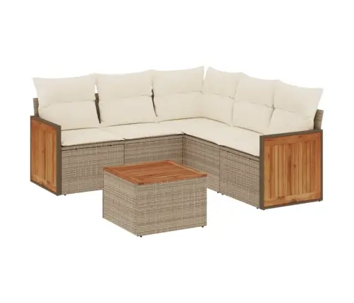 Sofos Komplektas Su Pagalvėlėmis, 6 Dalių, Smėlio, Poliratanas