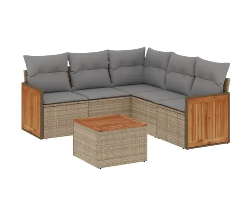 6-Daļīgs Dārza Dīvāna Komplekts, Matrači, Bēša Pe Rotangpalma Vidaxl