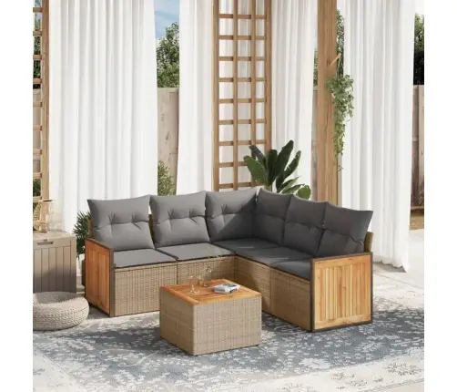 6-Daļīgs Dārza Dīvāna Komplekts, Matrači, Bēša Pe Rotangpalma Vidaxl