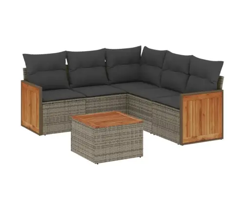 6-Daļīgs Dārza Dīvāna Komplekts Ar Matračiem, Pelēks Pe Pinums Vidaxl