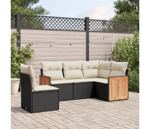 5-Daļīgs Dārza Dīvāna Komplekts Ar Matračiem, Pe Rotangpalma Vidaxl