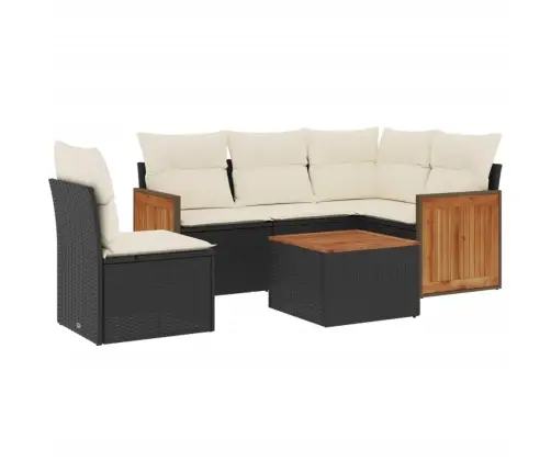 6-Daļīgs Dārza Dīvāna Komplekts, Matrači, Melna Pe Rotanpalma Vidaxl