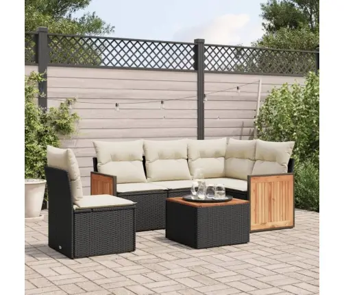 6-Daļīgs Dārza Dīvāna Komplekts, Matrači, Melna Pe Rotanpalma Vidaxl