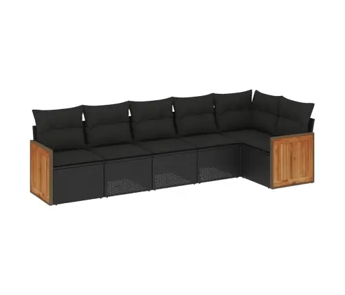 6-Daļīgs Dārza Dīvāna Komplekts, Matrači, Melna Pe Rotanpalma Vidaxl