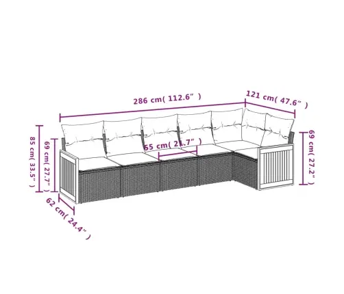 6-Osaline Aiadiivani Komplekt Patjadega, Beež, Polürotang