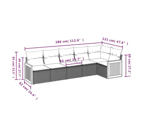Sofos Komplektas Su Pagalvėlėmis, 6 Dalių, Pilkas, Poliratanas