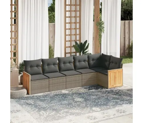 Sofos Komplektas Su Pagalvėlėmis, 6 Dalių, Pilkas, Poliratanas