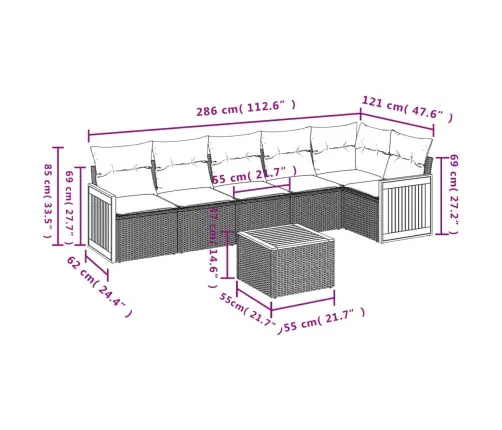 7-Daļīgs Dārza Dīvāna Komplekts Ar Matračiem, Melna Pe Vidaxl