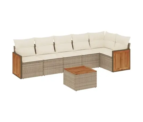 Sofos Komplektas Su Pagalvėlėmis, 7 Dalių, Smėlio, Poliratanas