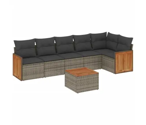 Sofos Komplektas Su Pagalvėlėmis, 7 Dalių, Pilkas, Poliratanas