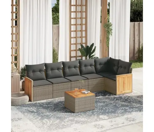 Sofos Komplektas Su Pagalvėlėmis, 7 Dalių, Pilkas, Poliratanas