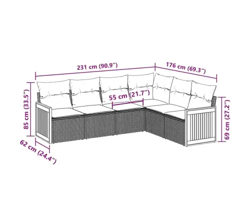 6-Osaline Aiadiivani Komplekt Patjadega, Must, Polürotang