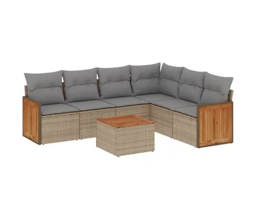 7-Daļīgs Dārza Dīvāna Komplekts, Matrači, Bēša Pe Rotangpalma Vidaxl