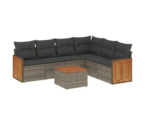 Sofos Komplektas Su Pagalvėlėmis, 7 Dalių, Pilkas, Poliratanas