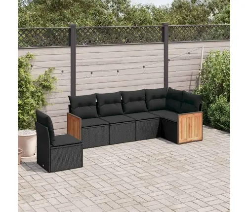 6-Daļīgs Dārza Dīvāna Komplekts, Matrači, Melna Pe Rotanpalma Vidaxl