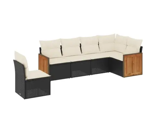 6-Daļīgs Dārza Dīvāna Komplekts, Matrači, Melna Pe Rotanpalma Vidaxl