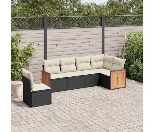 6-Daļīgs Dārza Dīvāna Komplekts, Matrači, Melna Pe Rotanpalma Vidaxl