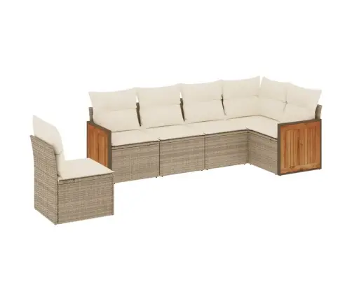 6-Daļīgs Dārza Dīvāna Komplekts, Matrači, Bēša Pe Rotangpalma Vidaxl