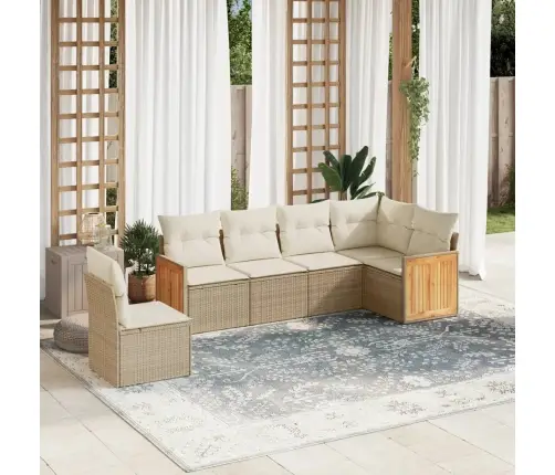 6-Daļīgs Dārza Dīvāna Komplekts, Matrači, Bēša Pe Rotangpalma Vidaxl