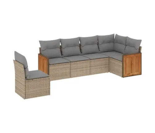 6-Daļīgs Dārza Dīvāna Komplekts, Matrači, Bēša Pe Rotangpalma Vidaxl