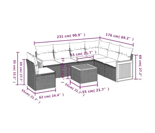 Sofos Komplektas Su Pagalvėlėmis, 7 Dalių, Pilkas, Poliratanas