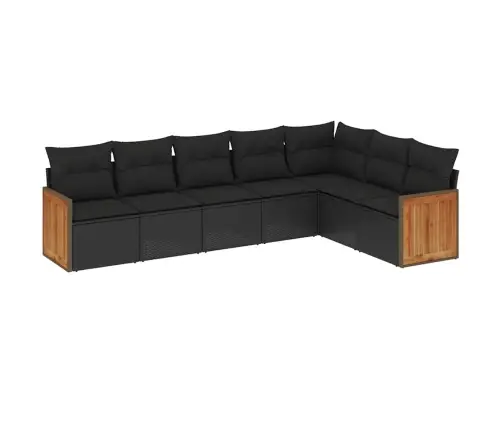 7-Daļīgs Dārza Dīvāna Komplekts Ar Matračiem, Melna Pe Vidaxl