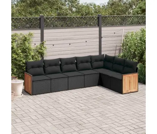 7-Daļīgs Dārza Dīvāna Komplekts Ar Matračiem, Melna Pe Vidaxl