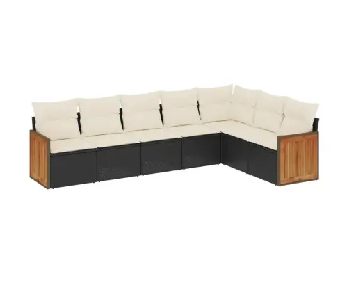 7-Daļīgs Dārza Dīvāna Komplekts Ar Matračiem, Melna Pe Vidaxl