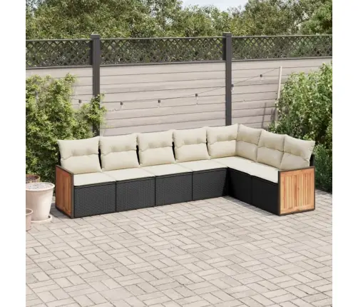 7-Daļīgs Dārza Dīvāna Komplekts Ar Matračiem, Melna Pe Vidaxl