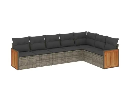 7-Daļīgs Dārza Dīvāna Komplekts, Matrači, Pelēka Pe Rotangpalma Vidaxl