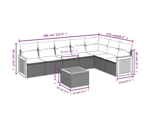 8-Osaline Aiadiivani Komplekt Patjadega, Must, Polürotang