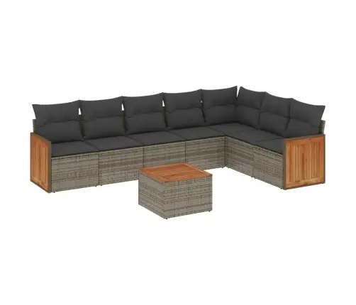 8-Daļīgs Dārza Dīvāna Komplekts Ar Matračiem, Pelēks Pe Pinums Vidaxl