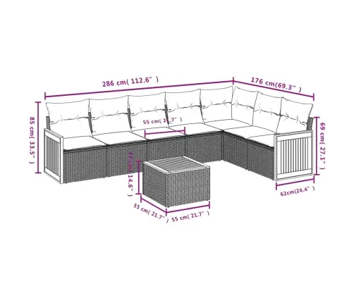 8-Daļīgs Dārza Dīvāna Komplekts Ar Matračiem, Pelēks Pe Pinums Vidaxl