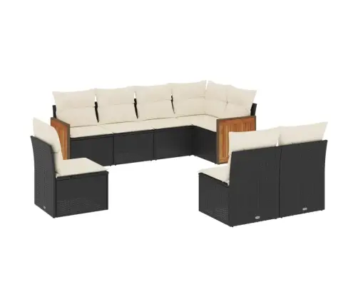 8-Daļīgs Dārza Dīvāna Komplekts, Matrači, Melna Pe Rotangpalma Vidaxl