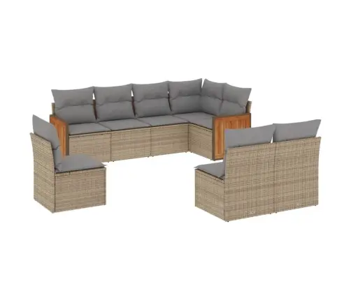 8-Daļīgs Dārza Dīvāna Komplekts, Matrači, Bēša Pe Rotangpalma Vidaxl