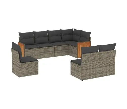 Sodo Komplektas Su Pagalvėlėmis, 8 Dalių, Pilkas, Poliratanas