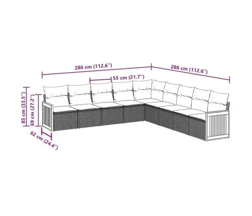 9-Osaline Aiadiivani Komplekt Patjadega, Must, Polürotang
