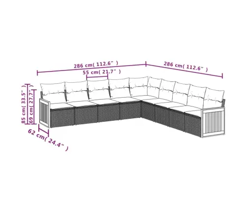 9-Osaline Aiadiivani Komplekt Patjadega, Beež, Polürotang