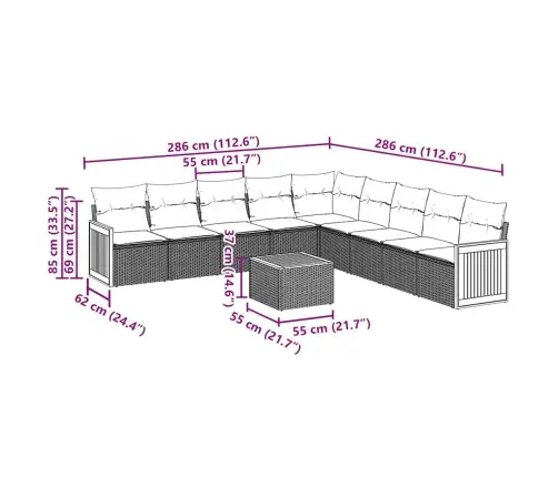 10-Daļīgs Dārza Dīvāna Komplekts, Matrači, Melna Pe Rotangpalma Vidaxl