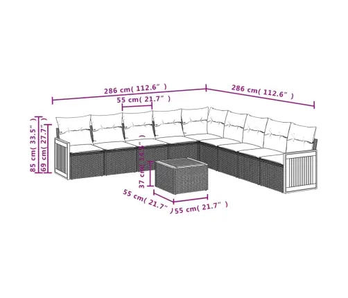 Sofos Komplektas Su Pagalvėlėmis, 10 Dalių, Smėlio, Poliratanas