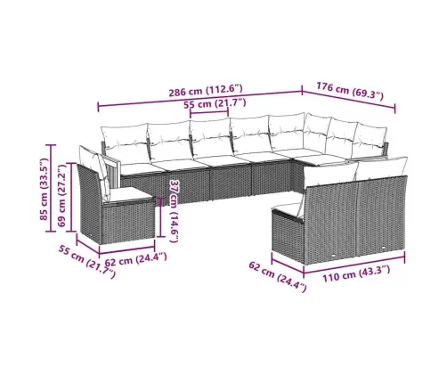 Sodo Komplektas Su Pagalvėlėmis, 10 Dalių, Juodas, Poliratanas