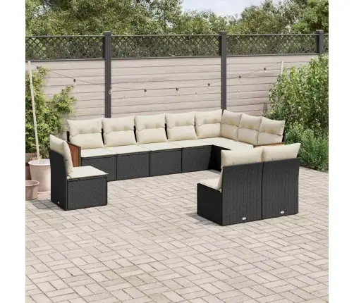 Sodo Komplektas Su Pagalvėlėmis, 10 Dalių, Juodas, Poliratanas