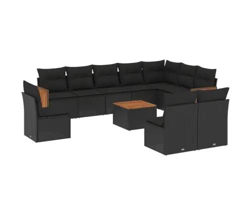 Sodo Komplektas Su Pagalvėlėmis, 11 Dalių, Juodas, Poliratanas